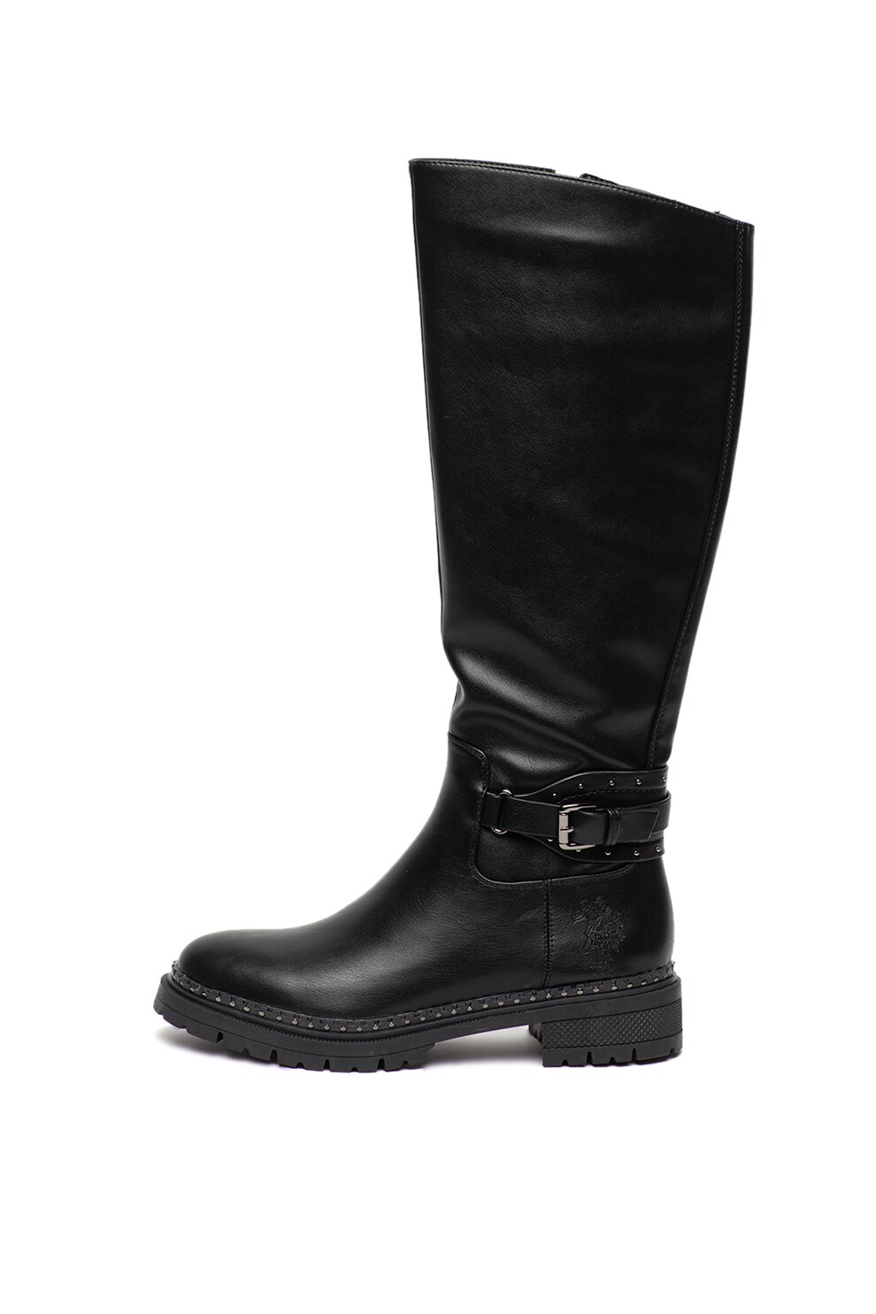 U.S. Polo Assn., Cizme de piele ecologica, lungi pana la genunchi, cu detaliu catarama Sophie