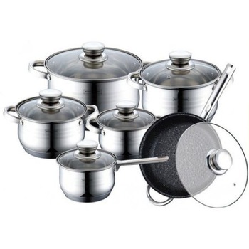 Set oale inox si tigaie marmorata 12 piese Royalty Line Premium, inductie RL-1231 M Set oale inox si tigaie marmorata 12 piese Royalty Line Premium, inductie RL-1231 M