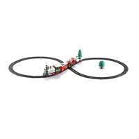 Set tren de jucarie cu lumina si muzica de Mos Craciun, cu sine de cale ferata, curbate si transformabile, trenulet electric pe baterii cu locomotiva, trei vagoane, figurine si sina de cale ferata, 3 ani +, multicolor, Topi Dreams
