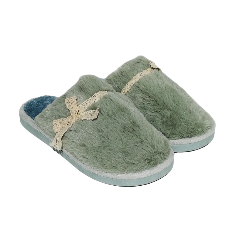 Papuci casa dama Trendd Fancy, Verde, 40-41