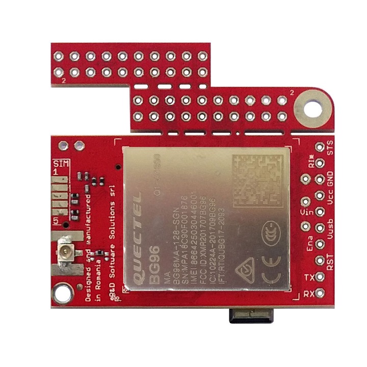 Модем с ниска мощност LTE CATM1 + NBIOT + GPRS + GNSS - u-GSM BG96 - съвместим с Arduino, Raspberry PI и BeagleBone Black