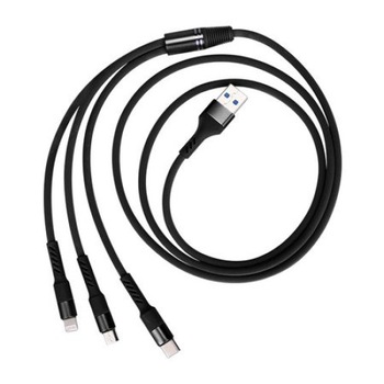 Cablu de date 3 in 1 Lightning micro USB Type-C, iPhone, Samsung, Huawei, Nokia, Negru Cablu de date 3 in 1 Lightning micro USB Type-C, iPhone, Samsung, Huawei, Nokia, Negru
