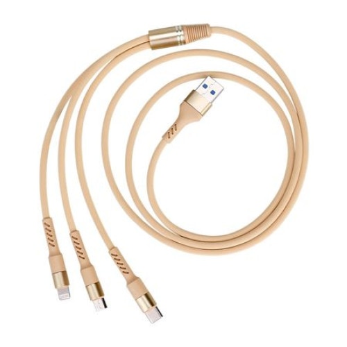 Cablu de date 3 in 1 Lightning micro USB Type-C, iPhone, Samsung, Huawei, Nokia, Galben