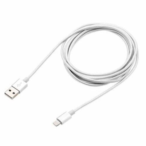 Cablu de date/incarcare pentru iPhone, iPod, iPad, 3M, Alb-textil