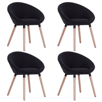 Set de 4 scaune de bucatarie, vidaXL, Negru, 63 x 55 x 76 cm, cadru lemn