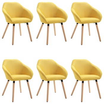 Set de 6 scaune pentru living, vidaXL, Galben, 62 x 54 x 83,5 cm, cadru lemn