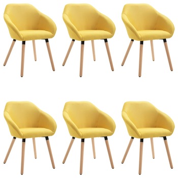 Set de 6 scaune pentru living, vidaXL, Galben, 62 x 54 x 83,5 cm, cadru lemn Set de 6 scaune pentru living, vidaXL, Galben, 62 x 54 x 83,5 cm, cadru lemn