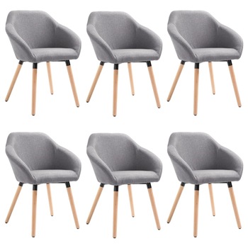 Set de 6 scaune pentru living, vidaXL, Gri deschis, 62 x 54 x 83,5 cm, cadru lemn Set de 6 scaune pentru living, vidaXL, Gri deschis, 62 x 54 x 83,5 cm, cadru lemn
