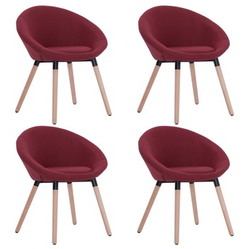 Set de 4 scaune de bucatarie, vidaXL, Grena, 63 x 55 x 76 cm, cadru lemn