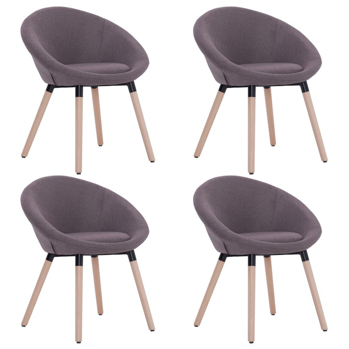 Трапезни столове vidaXL, 4 броя, тапицерия от плат, цвят таупе, 63х55х76 см