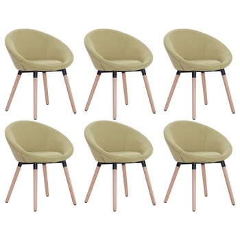 Set de 6 scaune de bucatarie, vidaXL, Verde, 63 x 55 x 76 cm, cadru lemn