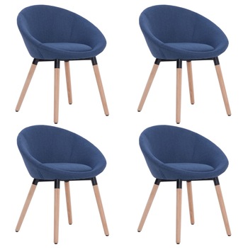 Set de 4 scaune de bucatarie, vidaXL, Albastru, 63 x 55 x 76 cm, cadru lemn