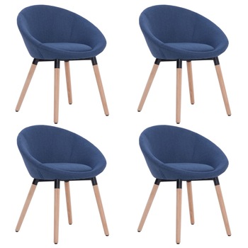 Set de 4 scaune de bucatarie, vidaXL, Albastru, 63 x 55 x 76 cm, cadru lemn Set de 4 scaune de bucatarie, vidaXL, Albastru, 63 x 55 x 76 cm, cadru lemn