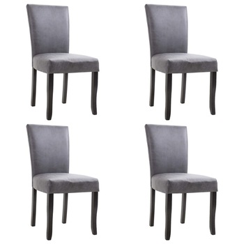 Set de 4 scaune de bucatarie. tapitate piele ecologica. vidaXL. Gri. 48.5 x 60 x 93 cm
