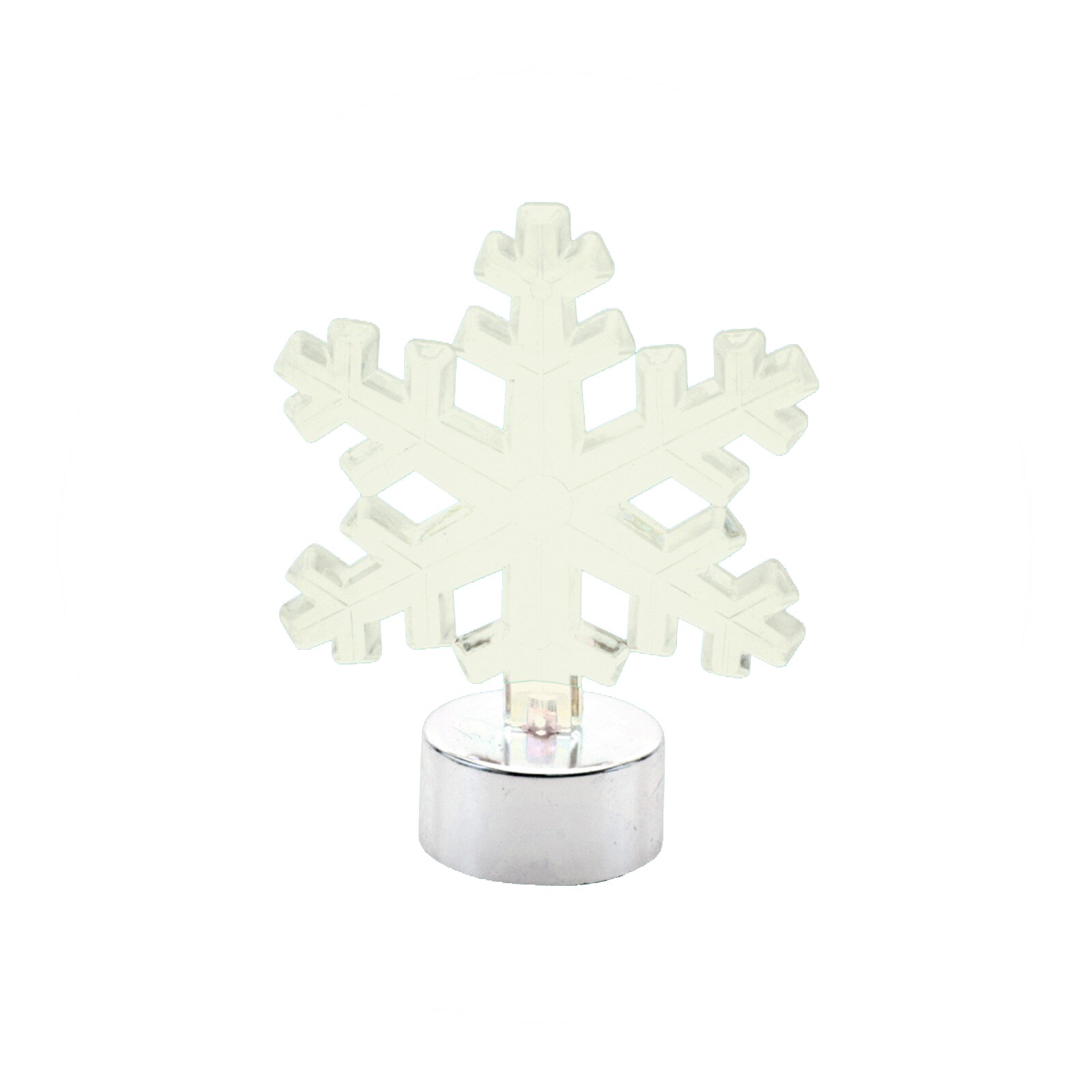 Decoratiune de Craciun, tip fulg de nea, decor de masa din acril, cu 1 led, lumina alba, calda, Heber