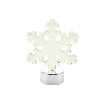 Decoratiune de Craciun, tip fulg de nea, decor de masa din acril, cu 1 led, lumina alba, calda, Heber Decoratiune de Craciun, tip fulg de nea, decor de masa din acril, cu 1 led, lumina alba, calda, Heber