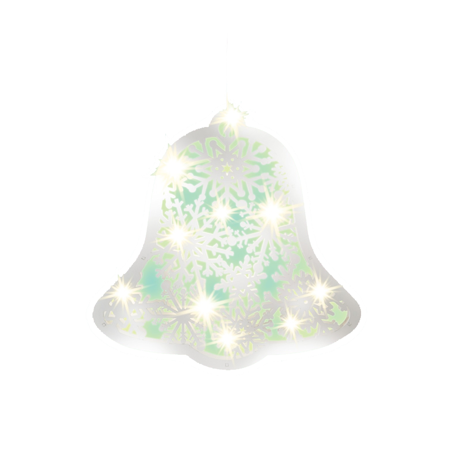 Decoratiune de Craciun, tip clopotel, decor pentru fereastra din lemn, 9 leduri, culoare alb cald, Heber