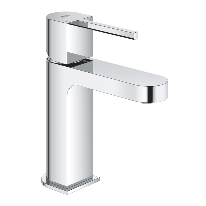 Смесител за умивалник Grohe Plus 33163003, 1/2'', Размер S, Eдноръкохватков, Керамичен патрон, Аератор, Ограничител, Включен изпускателен комплект push-open 1/4'', Хром