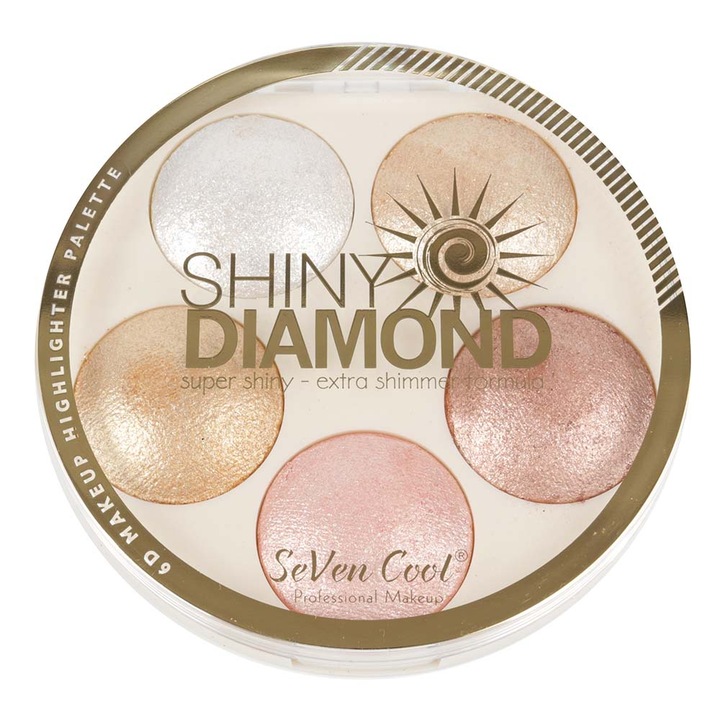 Professzionális highlighter paletta, Shiny Diamond 5 színű highlighter paletta 3D, 15 g