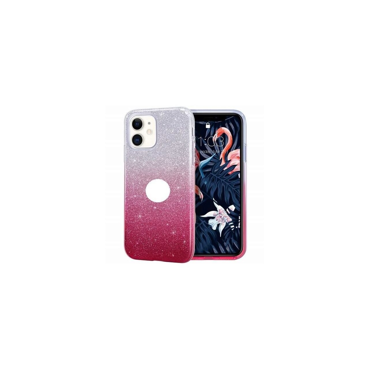 Husa Apple iPhone 11 - iberry Shining Argintiu/Roz