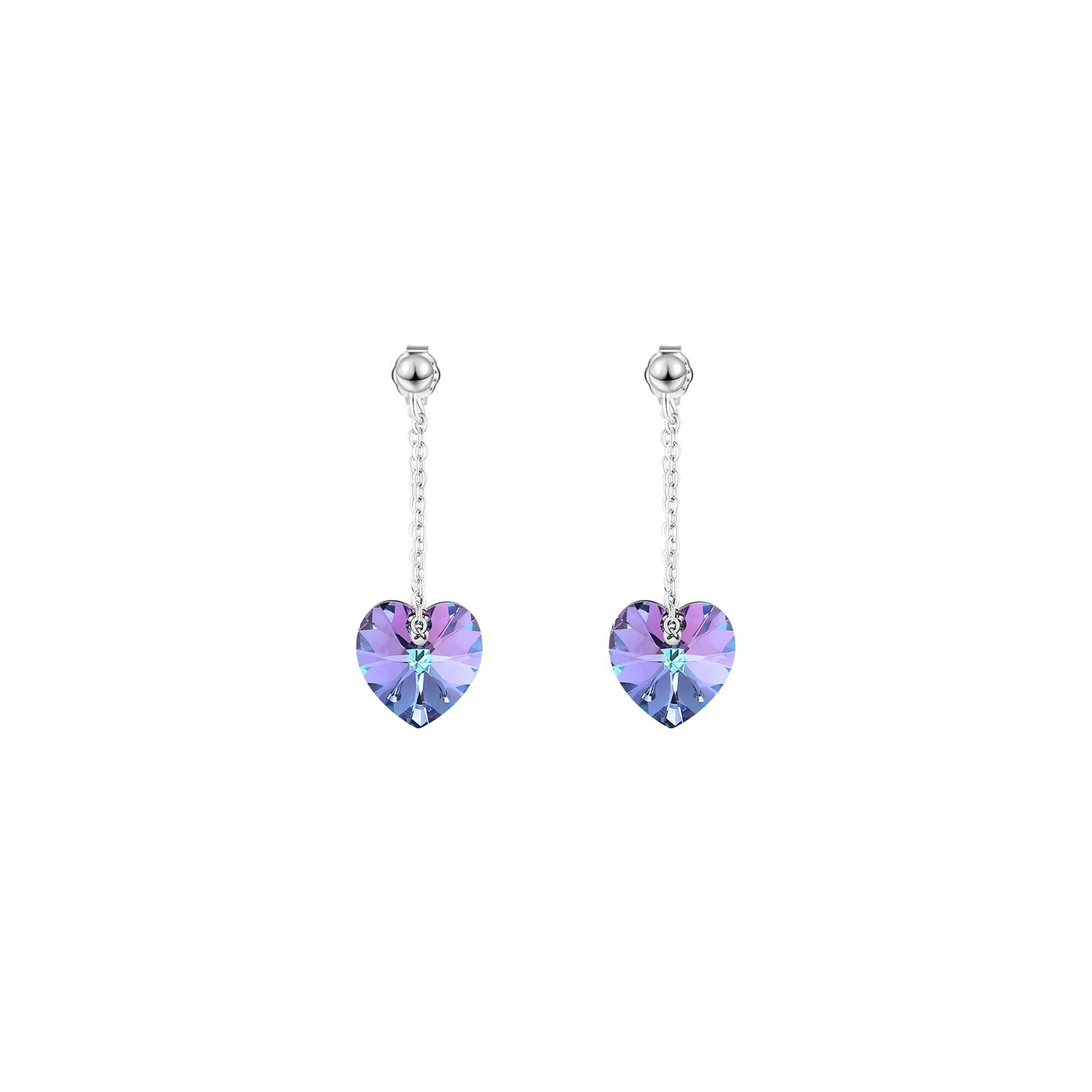 Cercei din argint cu cristale Vitrail Light Crystal Hearts