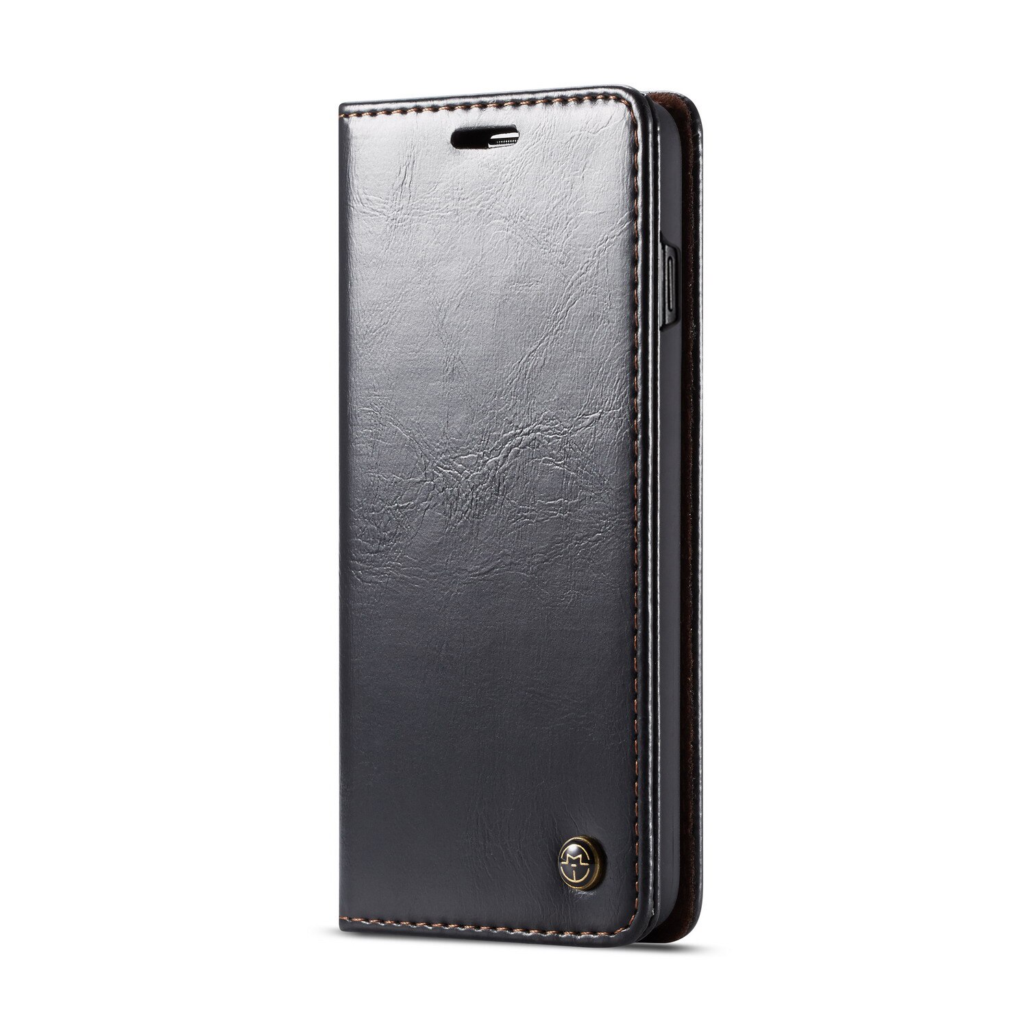 Husa piele fina, tip portofel, stand, inchidere magnetica, Samsung Galaxy S10 - CaseMe, culoare Negru