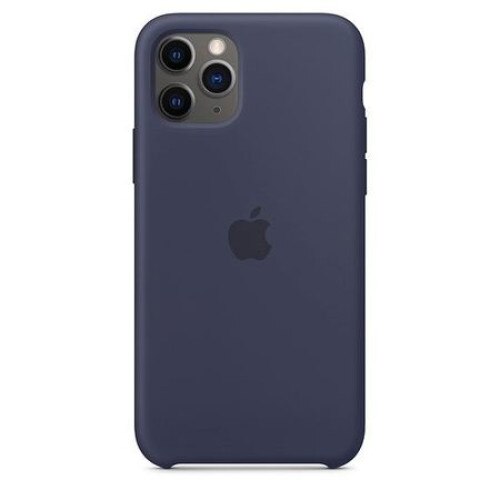 Husa protectie spate, cu logo Apple pentru iPhone 11 Pro , silicon, Bleumarin