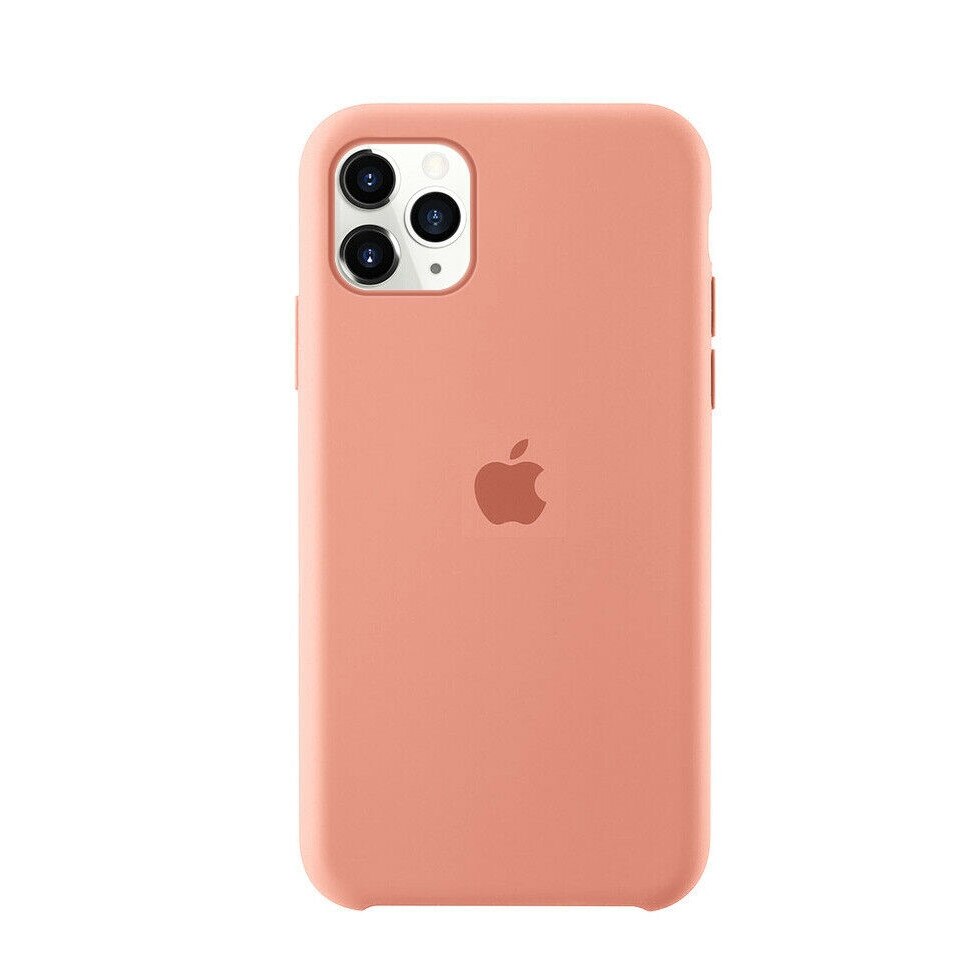 Husa protectie spate, cu logo Apple pentru iPhone 11 Pro, silicon, Corai