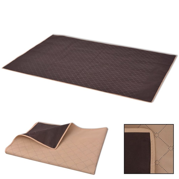 Одеяло за пикник vidaXL, полипропилен, 100х150 см, бежово и кафяво