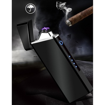 Bricheta electrica cu senzor de amprenta, antivant, cablu usb inclus, negru Bricheta electrica cu senzor de amprenta, antivant, cablu usb inclus, negru