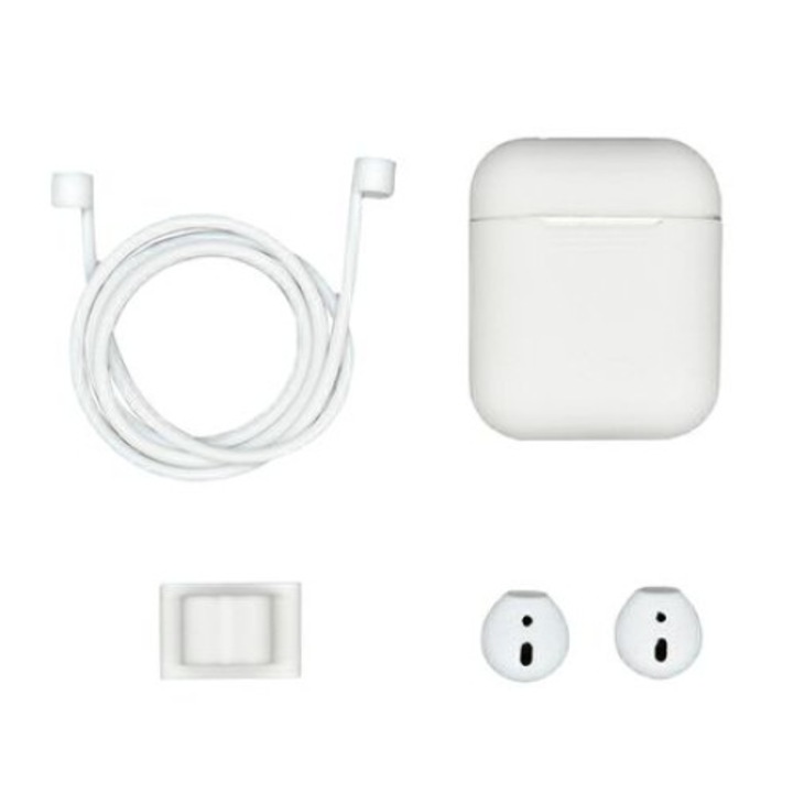 Комплект от 4 части за слушалки AirPods, бял