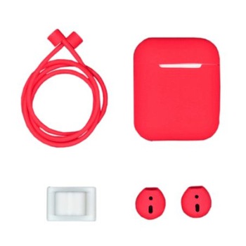Set de 4 piese pentru casti AirPods, Rosu Set de 4 piese pentru casti AirPods, Rosu