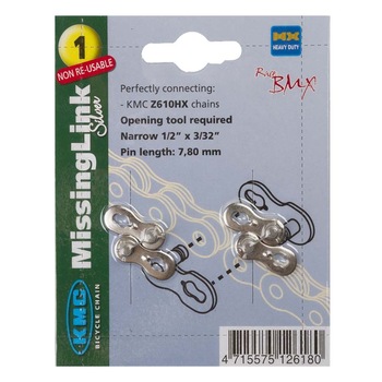 Missinglink KMC , CL-578 , 1/2x3/32 , 1v Missinglink KMC , CL-578 , 1/2x3/32 , 1v
