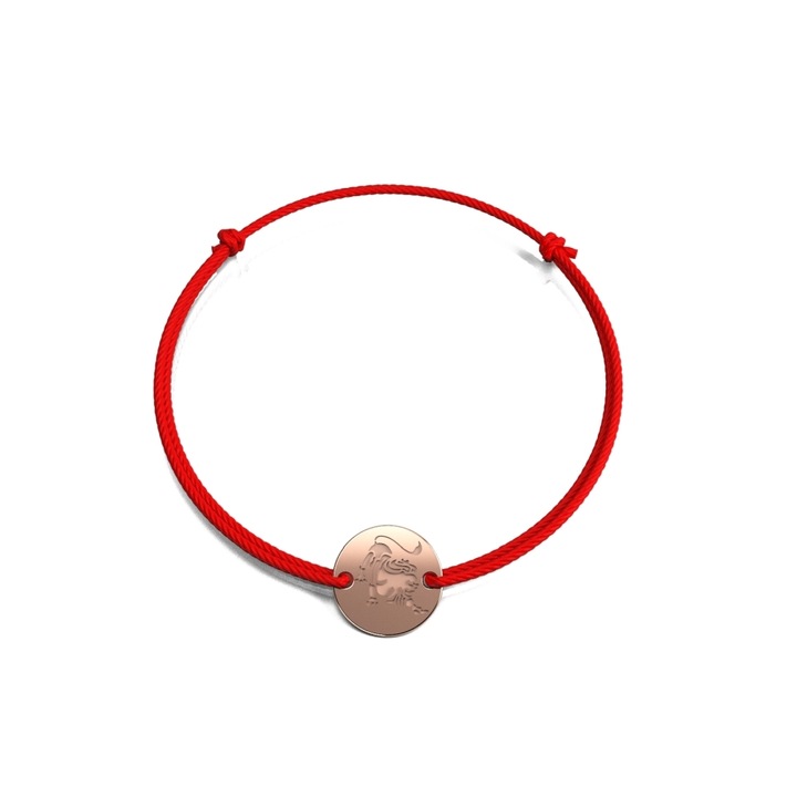 Bratara din aur roz 14K Leu Banut pe snur