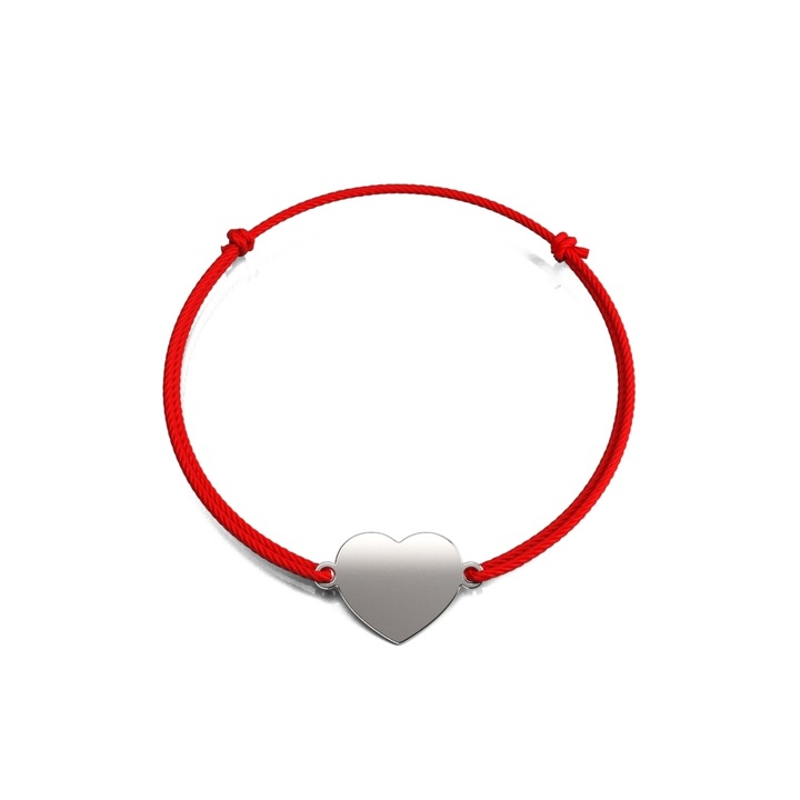 Bratara din aur alb 14K Heart pe snur