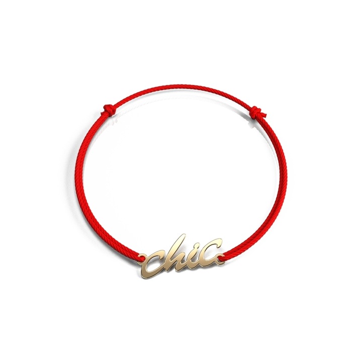 Elegáns 14 karátos sárga arany karkötő zsinóron