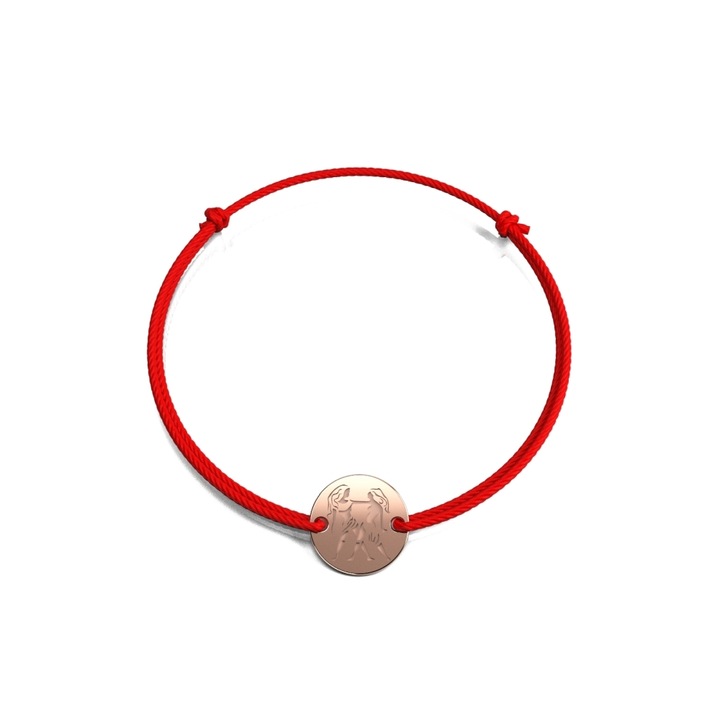 14 karátos rózsa arany Gemini Banut karkötő zsinóron