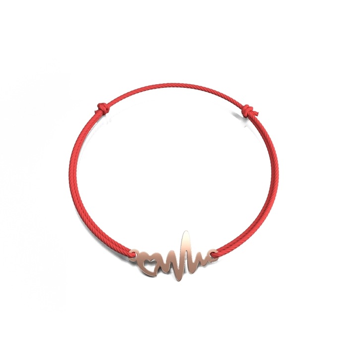 14K rózsaszín arany EKG zsinór karkötő