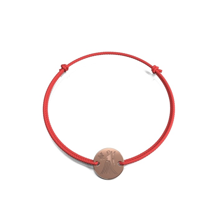 14 karátos rózsa arany karkötő Virgo Banut zsinóron