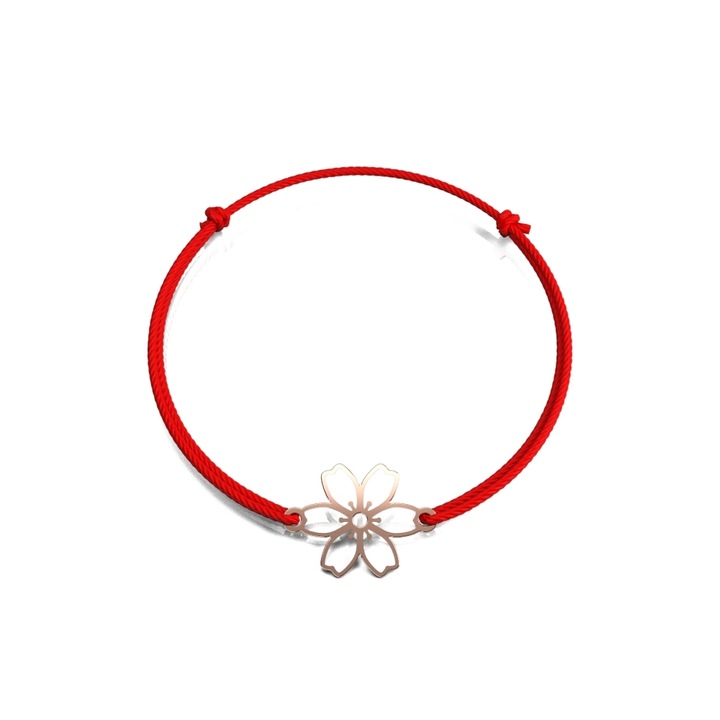 Bratara din aur roz 14K Pansy pe snur