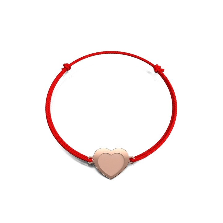 Bratara din aur roz 14K Heart Shape pe snur