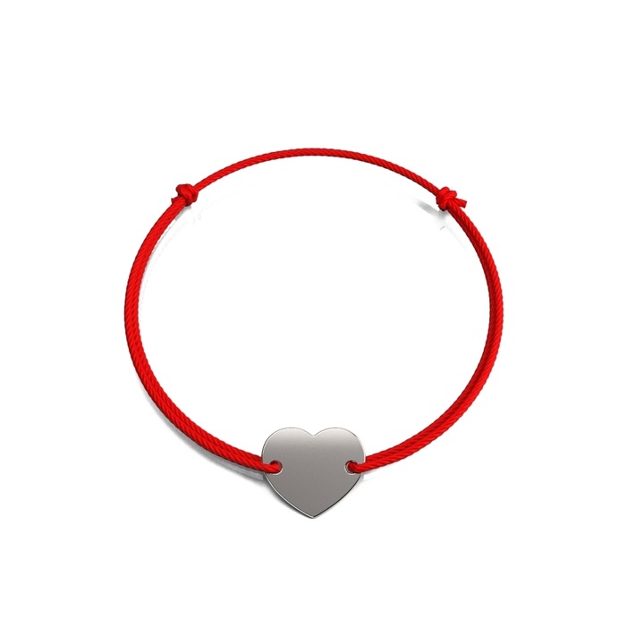 Bratara din aur alb 14K Chained Heart pe snur