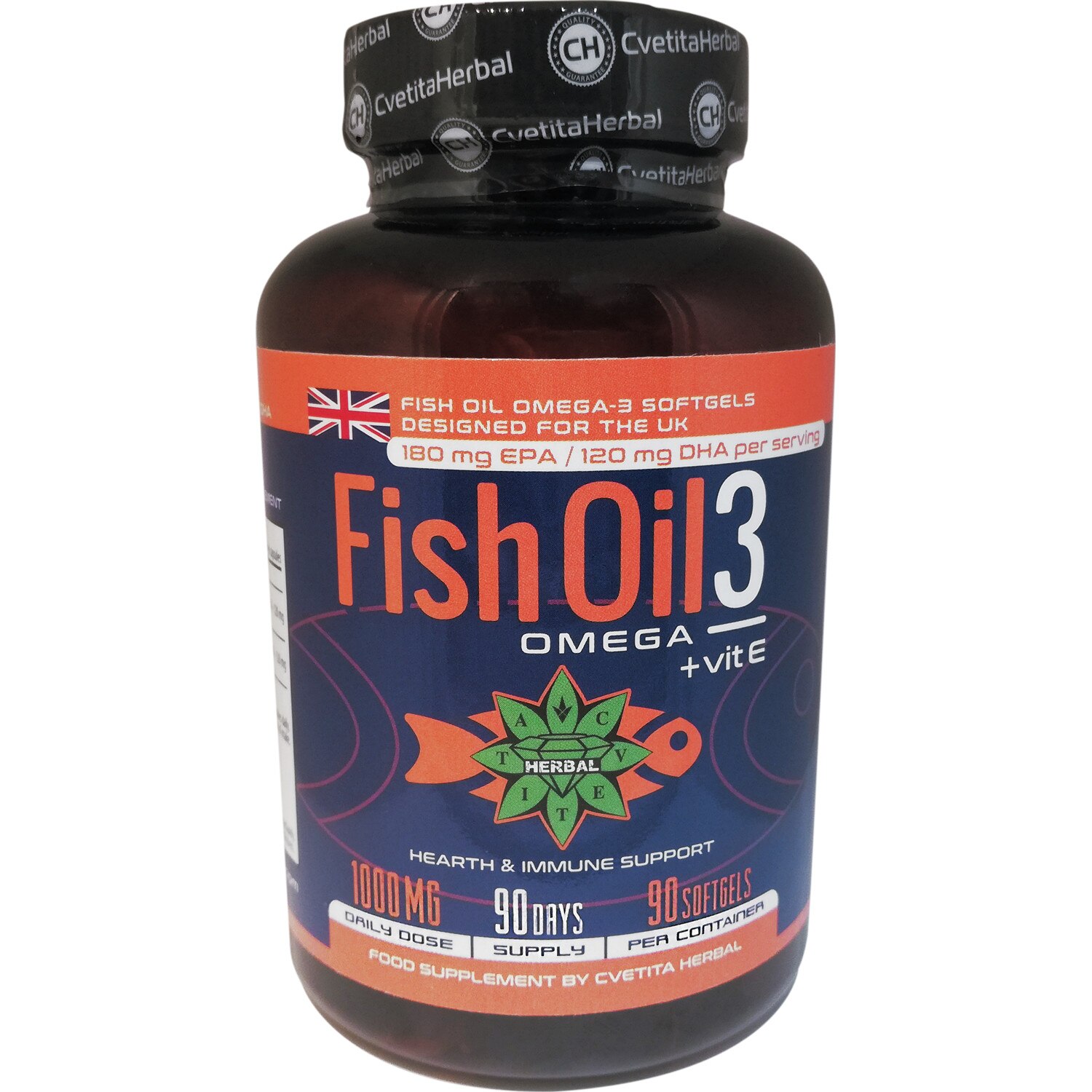 Suplimente alimentare, Cvetita Herbal, Ulei de peste 3, Omega 3 cu Vitamina Е, 90 capsule softgel