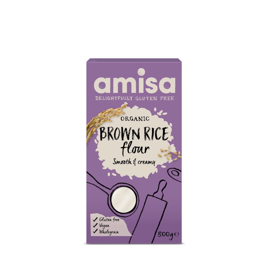 Faina de orez brun bio fara gluten 500g Amisa