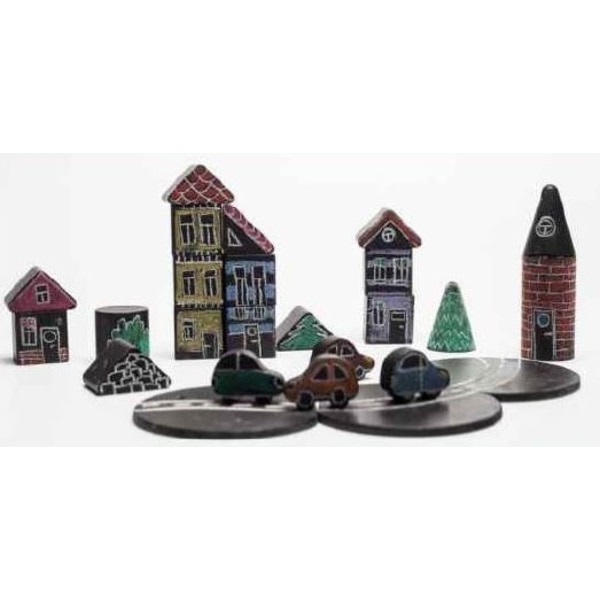 Set creativ de construit, de desenat cu creta, 25 piese lemn