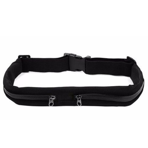 Borseta sport pentru alergat compartimentata cu buzunare pentru telefon mobil si accesorii, centura elastica si reglabila, Negru