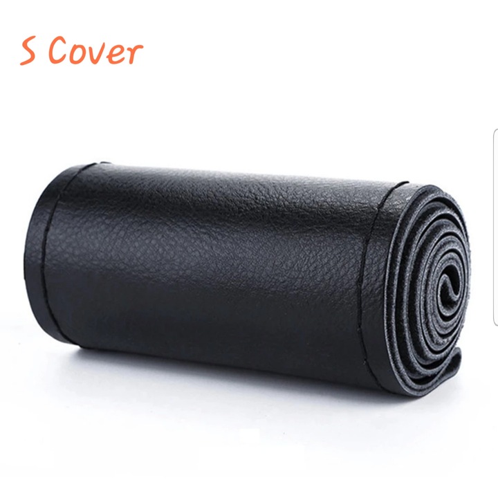 Универсален калъф за волан S cover 100% естествена кожа цвят черен /шев черен
