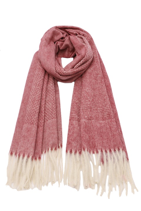 Дамски шал ROCS B003RD с ресни, изработен от вискоза, Тъмночервен