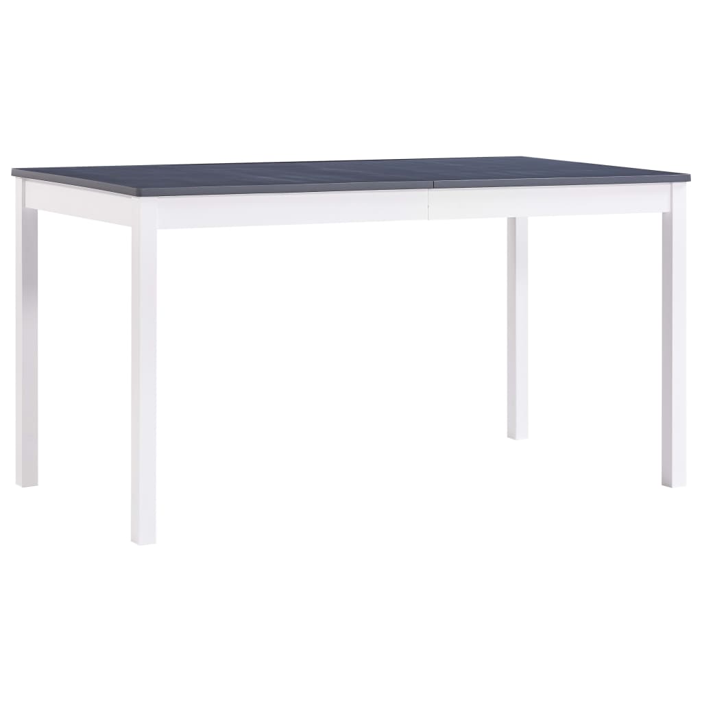 Masa de bucatarie, vidaXL, Lemn pin, 140 x 70 x 73 cm, Alb/Gri