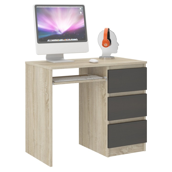 Modern íróasztal sonoma - wenge 3 fiókos